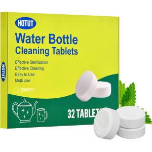JGD-Tablettes de Nettoyage pour Bouteilles, 32 Pi&egrave;ces Pastilles de Nettoyage Facile et Pratique, pour Tasses &agrave; Caf&eacute;/Eau/Boissons, pour Bouteilles en Acier Inoxydable/Plastique/C&eacute;ramique/Verre - Neuf