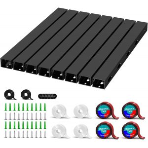 Goulotte Passe Cable, Magnetic Cache Cable, Kit de Cable Conduit pour Cacher Un Ordinateur, Un Bureau de Jeu, Un R&eacute;seau, Une T&eacute;l&eacute;vision, Un Cordon d'alimentation (8PCS 3.5x3x40cm Noir) - Neuf