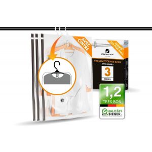 SJZG-Sac Rangement Sous Vide Aspirateur &Agrave; Suspendre I 100X70 I Sacs Sous Vide Suspendus Avec Crochets I Hanging Vacuum Bags For Clothes I Sacs Sous Vide Vetement Aspirateur Pour Vestes I 3 Pieces - Neuf