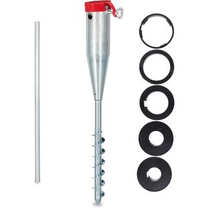 Ulteronixshop-Pied, Porte-Parasol, Support, Douille de Sol &agrave; Visser, adaptateurs 25-55 mm, Acier galvanis&eacute;, argent&eacute; - Neuf