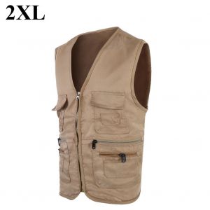 Gilet De Peche Et De Chasse Pour Homme, Confortable, Multi-Poches (Kaki 2xl) - Neuf