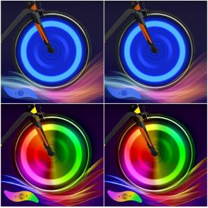 Kal-4pcs Feux De Roue De Vélo, Bike Led Roue Lumières Avec 3 Modes Clignotants, Étanche Lampe À Led Étanche À Néon À Pneus Spoke Light Rayons De Roue Vélo Lumière De Roue De Vélo - Neuf