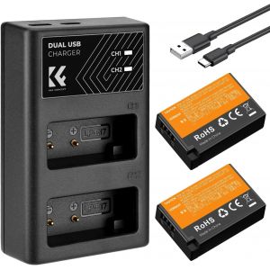 LP-E17 Batterie de Rechange et Chargeur USB Double pour Canon EOSRP, Rebel, T8i, T7i, T6i, T6s, SL2, SL3, T7, M3, M5, M6, 200D, 750D, 760D, 77D, 800D, 8000D, 2 Batteries - Neuf