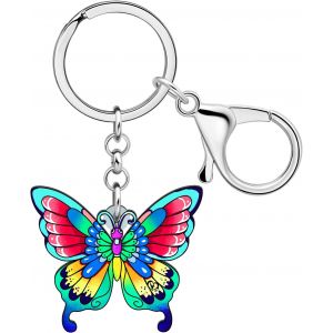 Kal-Porte-Cl&eacute;s Papillon Color&eacute; En Acrylique Porte-Cl&eacute;s Voiture Bijoux Insectes Charms Printemps-&Eacute;t&eacute; Pour Femme Fille Cadeaux Papillons - Neuf