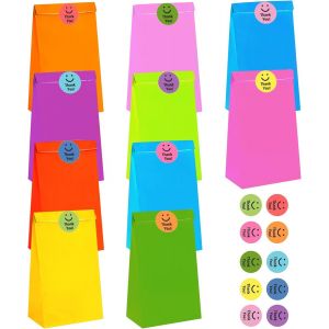 TIANYI-40Pcs Pochette Cadeau Kraft, Petites Sacs Cadeaux, Sac Cadeau Coloré, Sachet Papier Bonbon, Pochettes Cadeaux pour Enfants, avec 40 Autocollants pour Emballer des Cadeaux, des Anniversaires D - Neuf