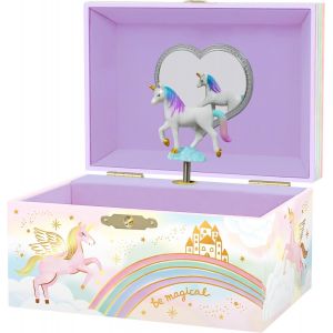 Boîte à Bijoux Musicale Licorne pour Filles - Boîte à Musique Licorne pour Enfants avec Miroir, Cadeaux d'Anniversaire Licorne pour Petites Filles, Boîte à Bijoux, 15,2 x 11,8 x 8,9 cm - 3-10 ans - Neuf
