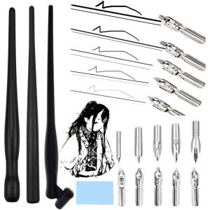 Plume De Calligraphie Avec 10 Plumes Et 3 Porte-Stylos - Dip Quill Pen Pour Dessin, Croquis Et Cartographie - Neuf