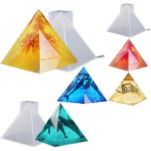 Lot De 3 Moules En Silicone Pyramide Transparents En R&eacute;sine &Eacute;poxy En Forme De Pyramide, Cadre En Plastique, Moule &Agrave; Bijoux, D&eacute;coration De D&eacute;coration - Neuf