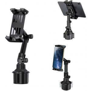 KALANKA-Support Tablette Porte Gobelet pour Voiture, Support Tablette Voiture Gobelet Support Telephone Voiture Porte Gobelet, R&eacute;glable, Rotation &agrave; 360&deg; pour Tablettes, T&eacute;l&eacute;phones 4,7 &agrave; 13 Pouces - Neuf