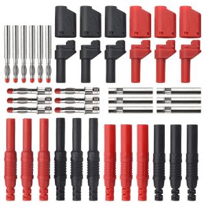 LETNERNY-Lot De 6 Connecteurs Bananes 4Mm Mâles Empilables Avec Adaptateurs Banane Jack + 6 Fiche Banane Femelle De 4 Mm Pr Jack + 6 Connecteurs Banane 4Mm À Souder Connecteurs Banane Diy - Neuf