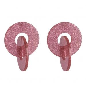 Femmes Bijoux &Eacute;l&eacute;gant Acrylique Rond Croix Cercle Boucles D'oreilles (Rose) - Neuf