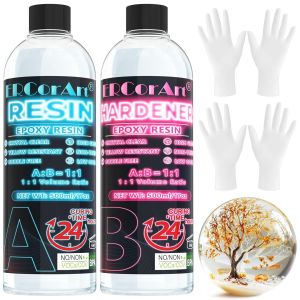 Resine Epoxy Transparente - 1000 Ml / 34 Oz Kit R&eacute;sine &Eacute;poxy, 1: 1 Ratio Polyvalente Epoxy Resin Kit Complet Pour Bois, Artisanat, De L'art, Table, Fabrication De Bijoux, La Coul&eacute;e Et Le Rev&ecirc;tement - Neuf