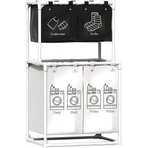 CHECARZHN--NO1-Paniers À Linge, Panier À Linge Sale Étanche, 4 Paniers De Rangement Assortis, Paniers À Linge Verticaux, Paniers À Linge Sale Divisés, Paniers À Linge Sale De Salle De Bain, Tri Des Vêtemen - Neuf