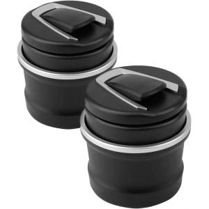 Lot de 2 cendriers de voiture coupe-vent noirs, détachables, portables, 2 en 1, pour voiture, sans cendrier - Neuf