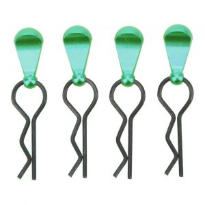 2024-4pcs RC Body Clips R Pins R en acier inoxydable R Clips avec languettes en alliage d'aluminium pour 1/8 1/10 RC Car Green - Neuf