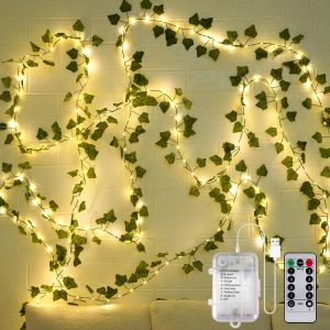 JGD-Guirlande lumineuse LED - Batterie int&eacute;rieure - Avec t&eacute;l&eacute;commande et minuterie - 12 m - 120 LED - Guirlande de lierre - Guirlande de fleurs &agrave; suspendre - Pour mariage, chambre &agrave; coucher, - Neuf