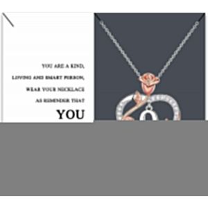 Tianyi-Colliers Pendentif Lettre Initial Pour Femme, A-Z Avec Pendentif En Forme De Coeur En Forme De Rose Colliers F&ecirc;te Des M&egrave;res No&euml;l Anniversaire Cadeaux Pour Femme M&egrave;re Femme Amie - Neuf