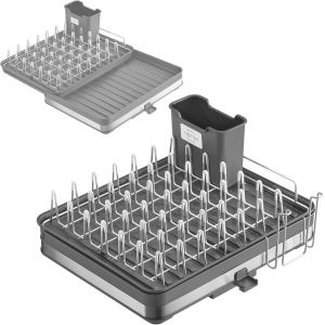 Égouttoir Vassaille Grand Extensible Avec Porte-Couverts - Ne Rouille Pas - Bec Verseur Pour Eau Stagnante - Évier Porte-Vaisselle - Idéal Pour Biberons, Bouteilles, Vaisselle - Neuf
