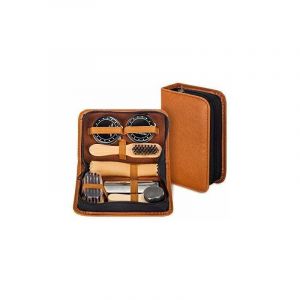 Coffret De Cirage De Chaussures De Voyage 7 Pi&egrave;ces, Kit De Cirage De Chaussures Avec &Eacute;tui En Cuir Pu - Neuf
