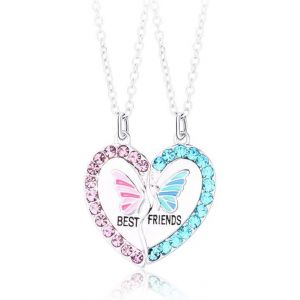 Kal-Bff Collier D'amitié Pour 2 Filles, Meilleurs Amis Coeur Papillon Pendentif Colliers Magnétiques, Best Friends Forever Colliers En Strass, Amitié Bijoux Cadeaux Pour Les Filles Amis S?urs Mère - Neuf