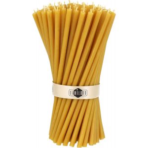 Kalanka-Bougies En Cire D'abeille Pure - Bougies Coniques Hautes, Fines - Bougies Décoratives Pour La Prière D'église, La Décoration Ou Les Bougies D'anniversaire - Longueur 16,5 Cm, 50 Pièces - Neuf