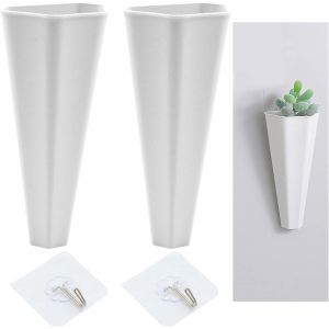 ERYI-Suspendu Jardinière Pots Fleurs Vases Mini Géométrique Succulent Planter Vase Fleur Artificielle Pour Décoration Murale Plantes Succulentes Bureau À Domicile Jardin | Lot De 10Pcs Blanc - Neuf