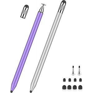 KALANKA-Lot de 2 stylets pour &eacute;cran tactile 3 en 1 avec disque en caoutchouc pour toutes les tablettes/t&eacute;l&eacute;phones portables comme i-Phone i-Pad Pro/Mini/iWatch/Samsung, Huawei, Xiaomi, Surface - Neuf