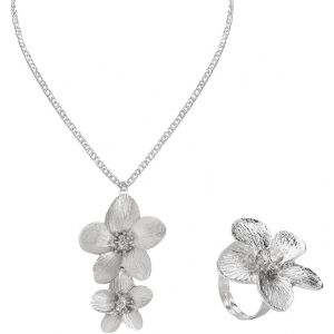 Ensemble De Bijoux Pour Femmes Et Filles Collier Et Bagues De Fleurs Dorées Ensemble De Bijoux En Or Décoration De Mariage Personnalisée Pour Filles Et Femmes - Neuf