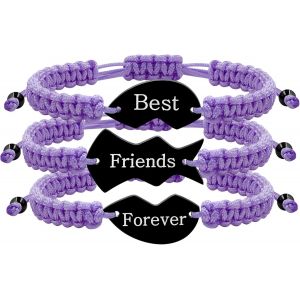 Kal-Ensemble De 3 Bracelets Meilleure Amie Pour Toujours - Charms Coeur Puzzle Tress&eacute;s, Bijoux D'amiti&eacute; Correspondants Grav&eacute;s Pour Bffs Hommes Femmes - Neuf