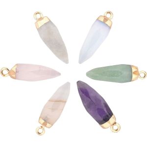 Kales-6pcs Pendentif De Quartz De Pierre Précieuse,Pendentif De Collier De Cristal De Pierre De Chakra À Facettes De Quartz Pour Le Bracelet De Collier De Bijoux - Neuf