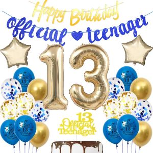 CAUC-D&eacute;coration officielle du 13e anniversaire pour gar&ccedil;on - Ballon 13e anniversaire gar&ccedil;on - D&eacute;coration officielle pour adolescent - Bleu - Neuf