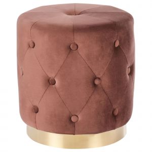 Pouf Carrollton Velours Marron 40 Cm 40 Cm 41 Cm - Neuf