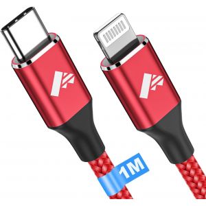 Thef-Câble Usb C Vers Lightning 1m [Mfi Certifié] Cable Chargeur Iphone Rapide Power Delivery Nylon Tressé Chargeur Pour Iphone 14 13 12 11 Pro Max Mini Xr Xs Max X 10 8 7 Se 2020, Ipad - Neuf