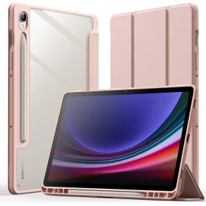 KAL-Coque Pour Samsung Galaxy Tab S9 11 Pouces Avec S Pen Porte-Stylet, Dos Clair Transparent En Pc, &Eacute;tui Housse De Tablette Antichoc &Agrave; Support, Veille/R&eacute;veil Automatique (Or Rose) - Neuf