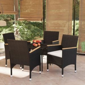 Prolenta Premium - Ensemble &Agrave; Manger De Jardin Avec Coussins 5 Pcs Noir - Neuf