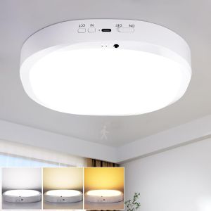 Ulteronixshop-Lampe de Plafonnier LED avec Batterie 10000mAh, D&eacute;tecteur de Mouvement, Plafond Rechargeable sans Fil, T&eacute;l&eacute;commande et Minuterie,3 Temp&eacute;ratures de Couleur,pour Salle de Bain,Garage, Esc - Neuf