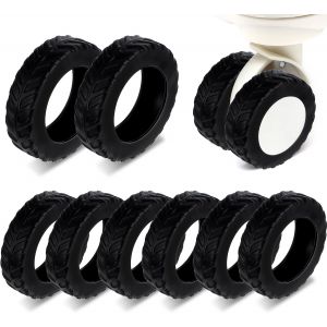 KALANKA-Lot de 8 housses de roues antid&eacute;rapantes pour bagages de voyage (noir en silicone), noir, medium - Neuf