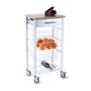 DON HIERRO - Chariot de Cuisine ONDA effet latt&eacute;-Blanc - Neuf