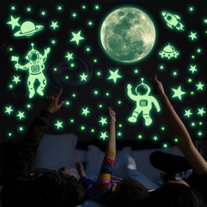 ERYI-Etoiles Phosphorescentes Plafond Sticker Mural Lumineux Espace Astronaute Lumineuses Système Solaire Planètes Lune Et Etoile Phosphorescent Stickers Muraux Pour Chambre Enfant Bébé Plafond Décor - Neuf