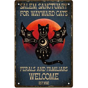ERYI-Le Sanctuaire Des Amateurs De Chats De Salem Vintage Métal Étain Signe Rétro Fer Affiche Peinture Pour La Maison Bar Café Cuisine Restaurant Décoration Murale, 8X12Pouce - Neuf