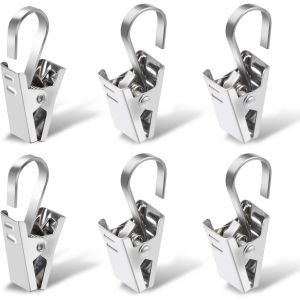 Anneaux de rideau avec Clip, 100 Pcs en Acier Inoxydable Crochets de Rideau Clip Anneaux pour la Maison Décoration de Fenêtre, de Photos, de l'Artisanat, de l'Argent - Neuf