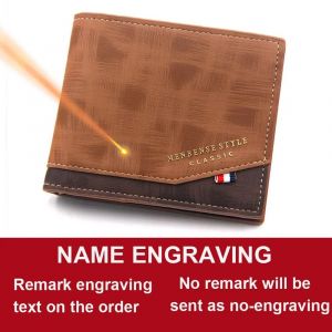 HUED-Gratuit nom grav&eacute; porte - monnaie pour hommes Slim coin Pocket porte - Photo nouveau court petit portefeuille pour hommes porte - cartes givr&eacute; porte - monnaie pour hommes-Brown Name - Neuf