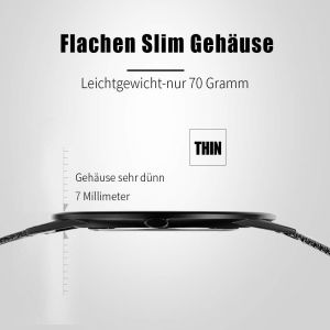 Montre Homme Ultra-Mince 7mm Epaisseur Simple Etanche Minimaliste Analogique Quartz Montres Bracelet Pour Homme Noir Acier Inoxydable Mode Avec Date - Neuf