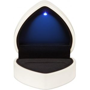 (Blanc) 1pc Coeur En Forme De Boîte De Cadeau Avec La Lumière De Led, De Velours, Boîte À Bijoux Avec De La Lumière, Affichage De Bijoux, Boîte De Mariage, De L'engagement, De La Proposition, Anniversaire Et Anniversaire - Neuf