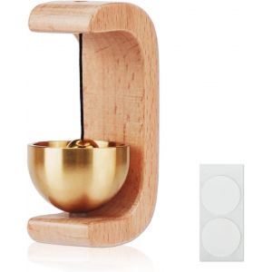 KALANKA-Cloche de Commer&ccedil;ant pour Ouverture de Porte, Sonnette Magn&eacute;tique En Bois Avec Cloche En Laiton, Carillon de Porte Sans Fil Autocollant pour D&eacute;coration Murale Caf&eacute; Magasin Armoire R&eacute;frig&eacute;rate - Neuf