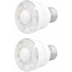 Pack De 2 Ampoule Led 2w Automatique Avec Détecteur De Mouvement Infrarouge Pir, Veilleuse Pour Sécurité, Culot E27, Blanc Chaud 3000k, Ac 220v, Non Dimmable[Amp746504] - Neuf