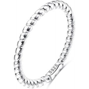 Kahfl-Bague En Argent Sterling 925 Pour Femmes Et Filles,Bagues Torsadées En Argent Sterling Plaqué Or Blanc 18 Carats,Bague De Fiançailles De Mariage De 1,5mm D'épaisseur,Taille 52-64 - Neuf