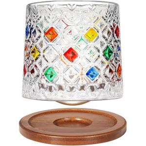 Tianyi-Verre À Eau Rotatif 275 Ml - Dessous En Bambou - Utilisable Pour Whisky, Rhum, Cocktail, Café - Gobelet Anti-Stress - 1 Pièce - Neuf