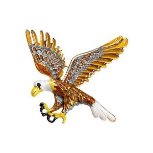 Broche Aigle En Émail - Broche Oiseau Plaquée Or Pour Une Tenue Décontractée Ou Festive - Neuf