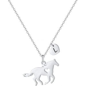 Tianyi-Cadeau De Chevaux Pour Filles Et Femmes - En Acier Inoxydable - Cadeau Pour Chevaux - Cha&icirc;ne Avec Pendentif En Forme De Coeur - Cha&icirc;ne Avec Pendentif En Forme De Lettre - Bijoux Pour Filles Et - Neuf